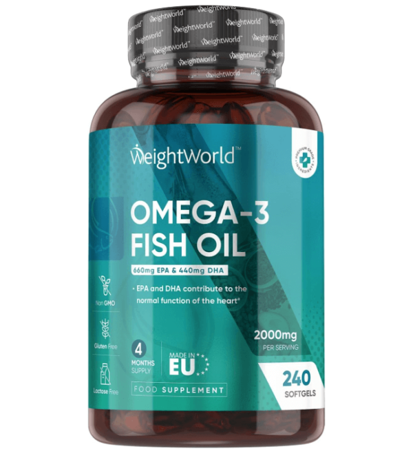 Omega 3 Fish Oil 2000mg - 240 Softgels (4 Months Supply) - 660mg EPA & 440mg DHA - Cod Liver Oil Capsules Alternative - Omega 3 Fatty Acids Supplements